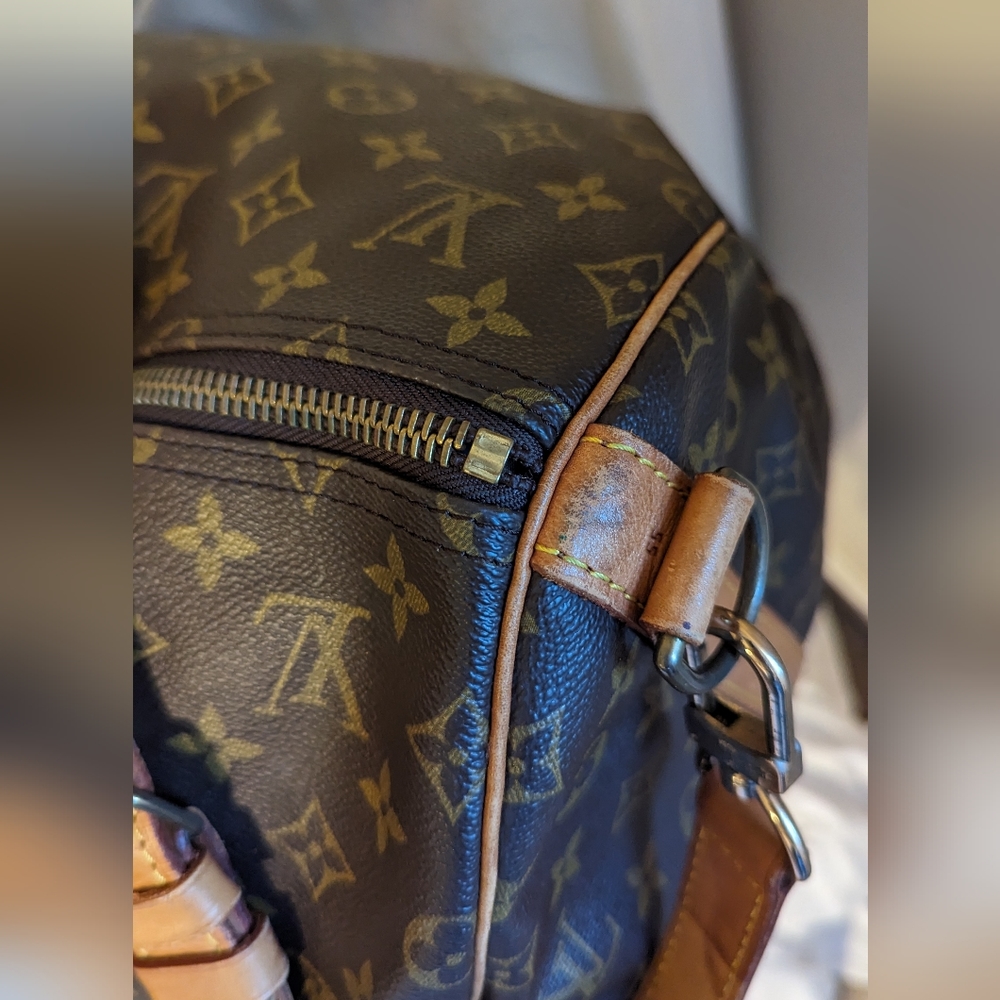 AUTHENTIC Louis Vuitton Monogram Brown Keepall Bandoulière 55 Travel Bag - Picture 10 of 16